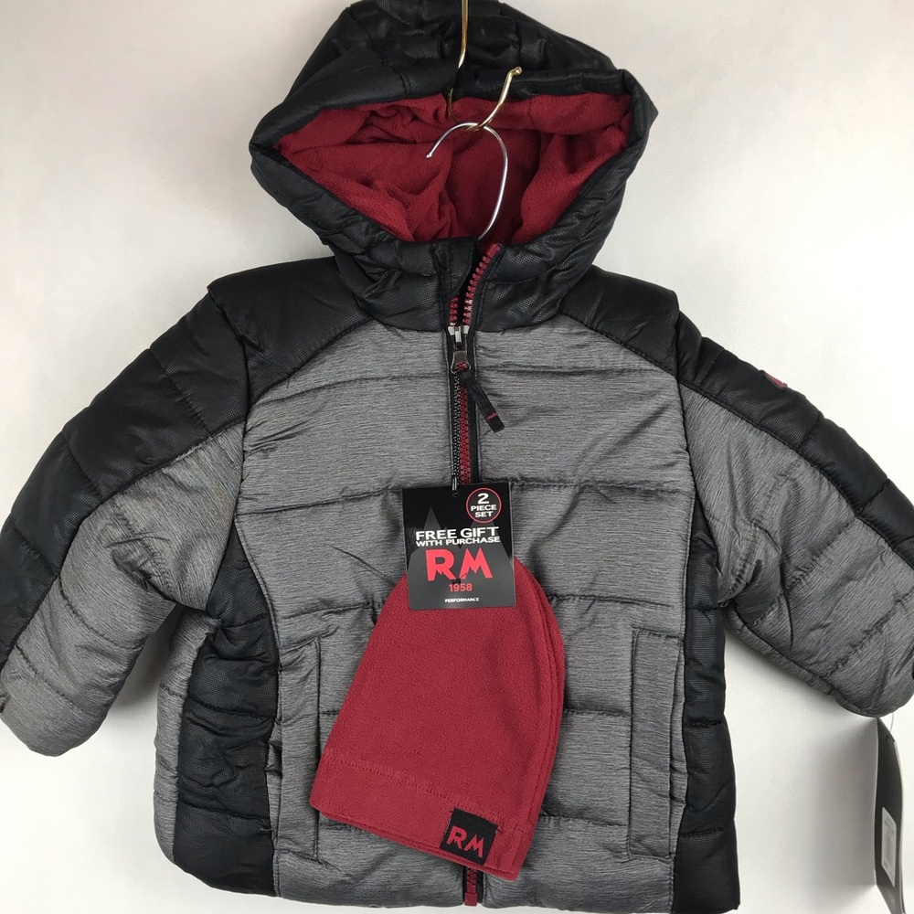 RM1958 Puffer Jacket Hooded Toddler Boys 2T Grey